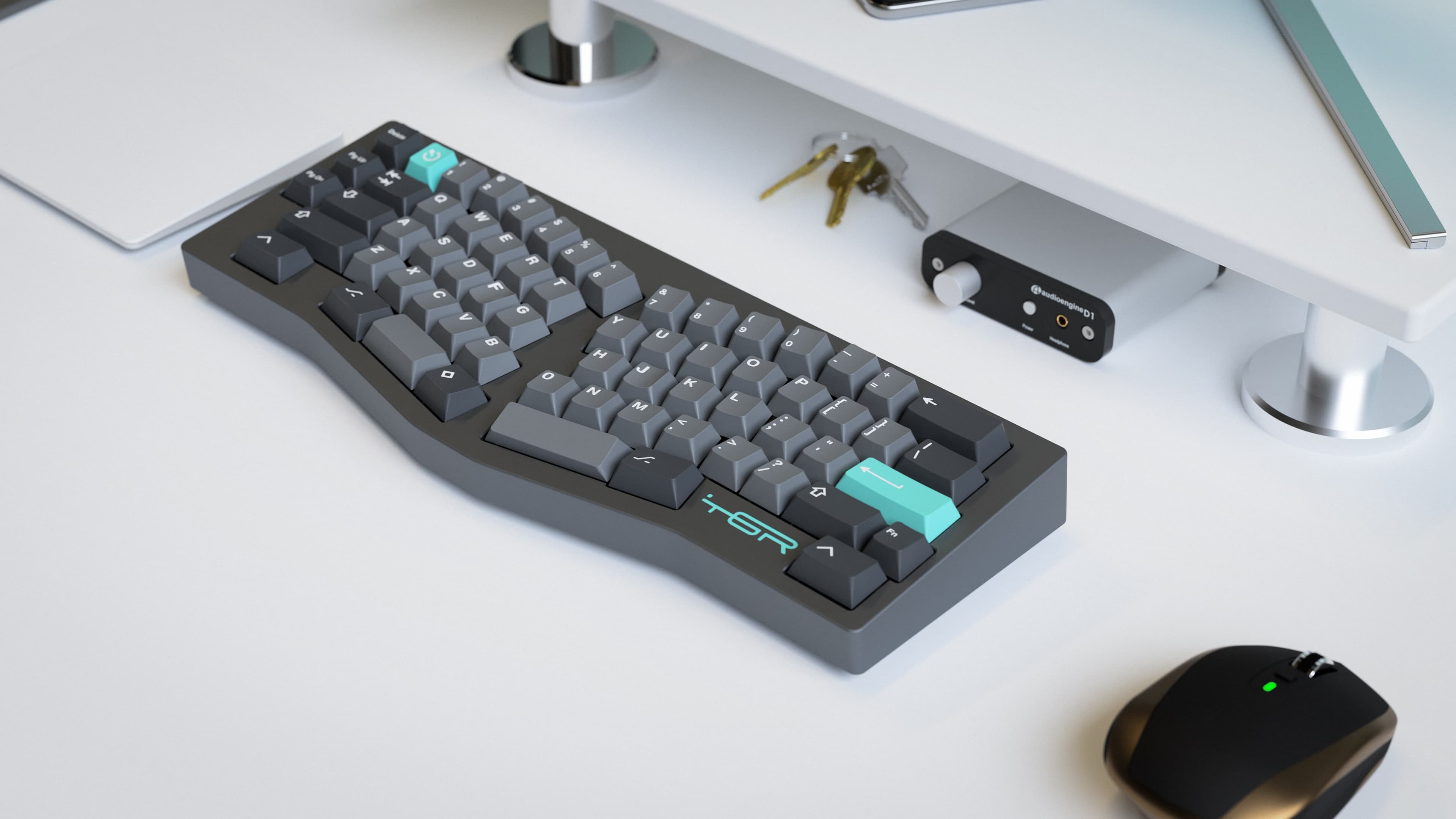 GMK Modern Dolch on the Alice keyboard angled view