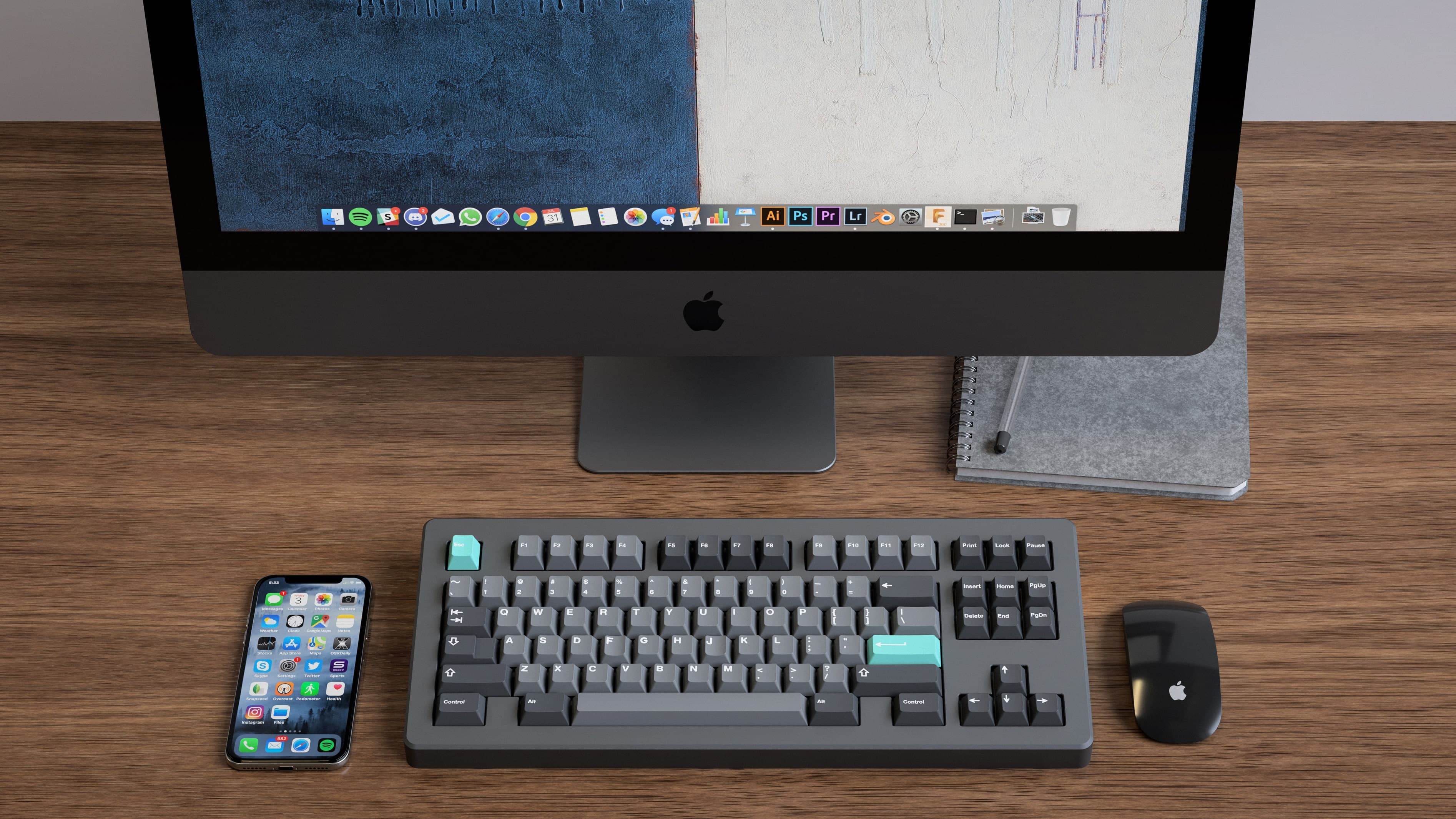 GMK Modern Dolch on the RAMA TKL keyboard with iMac