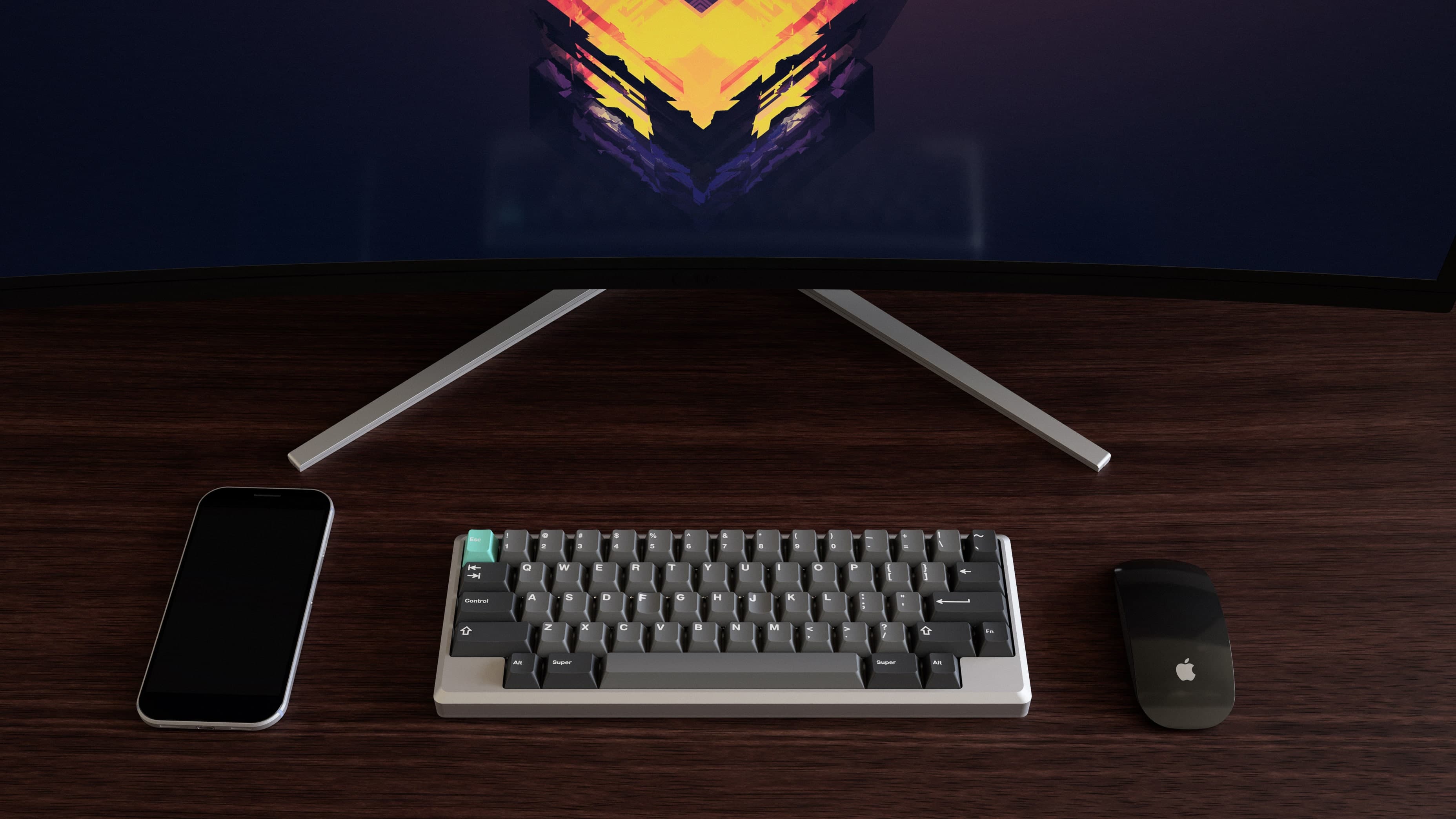 GMK Modern Dolch on the Tokyo60 keyboard ultrawide view