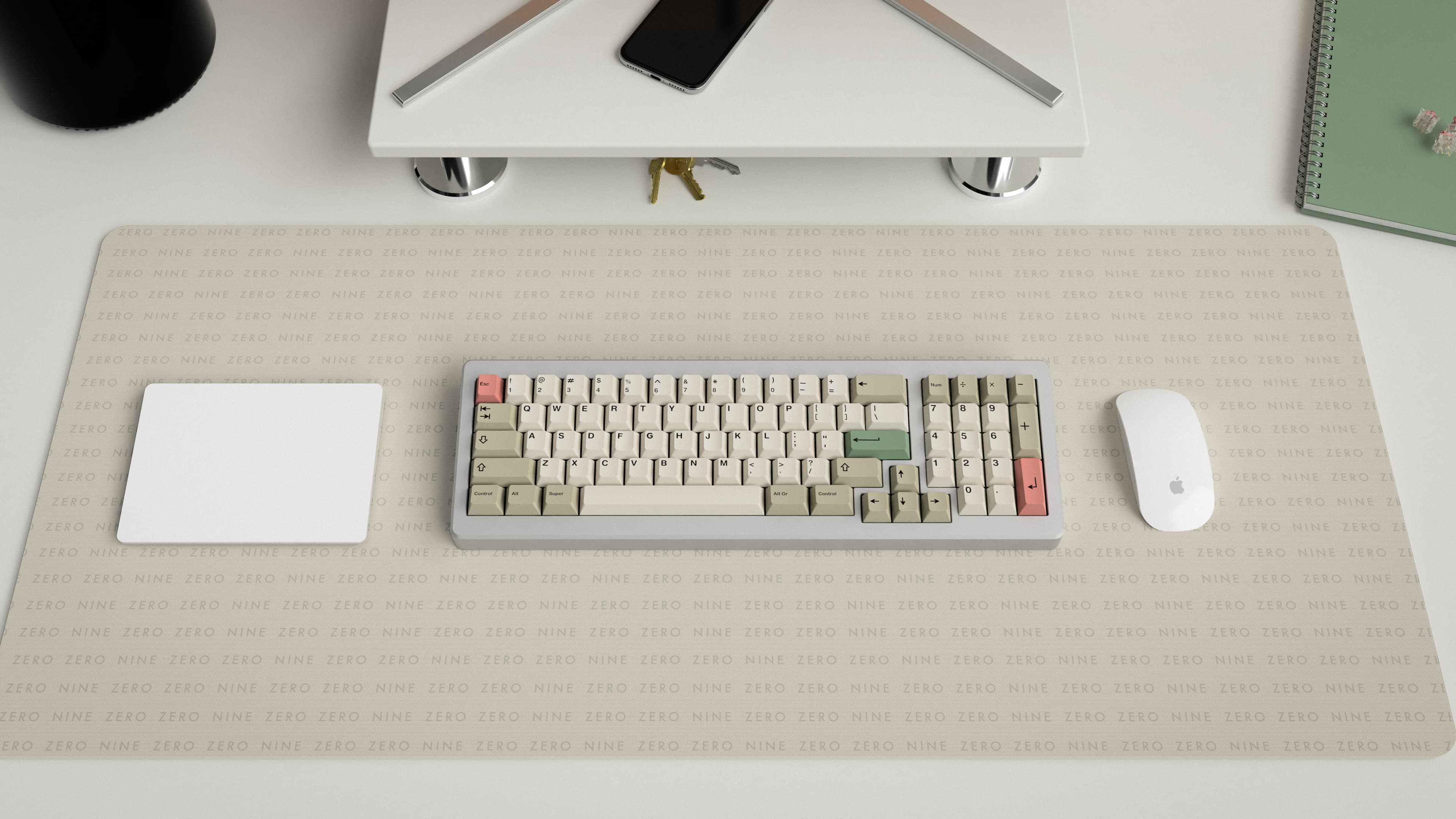 GMK 9009 R3 Dharma deskmat top view
