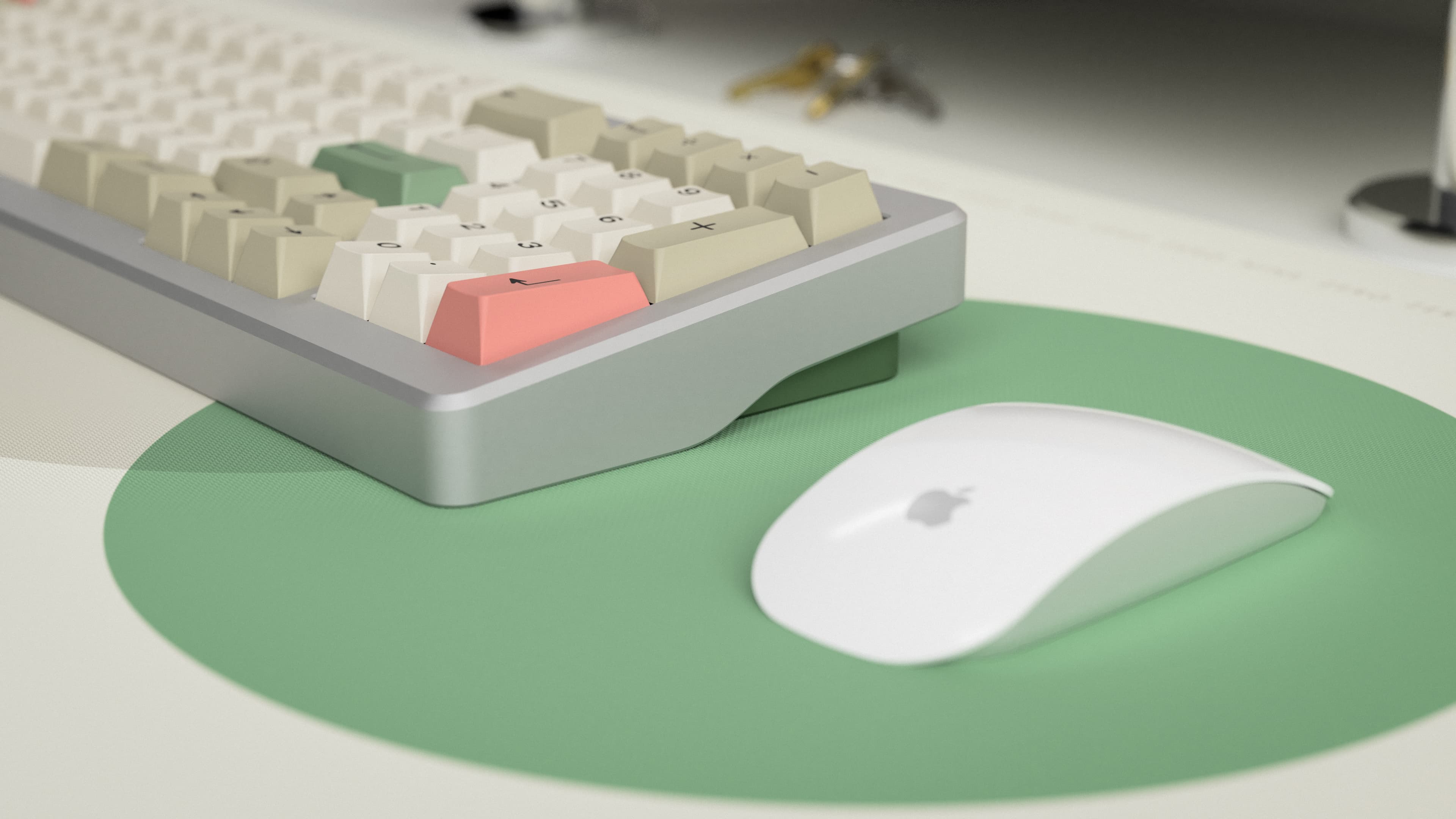 GMK 9009 R3 Dharma deskmat 2 angle view