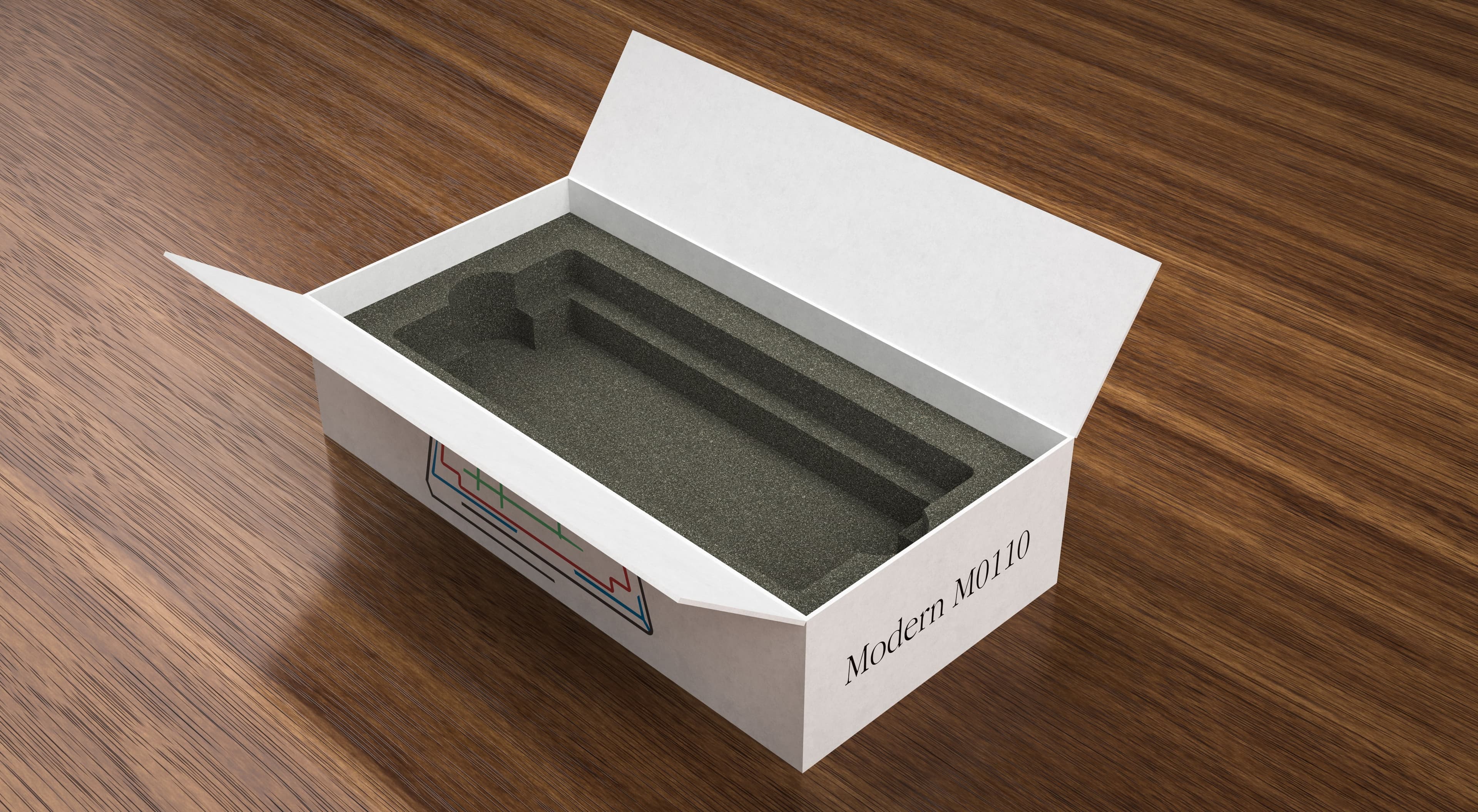 Render of Modern M0110 packaging